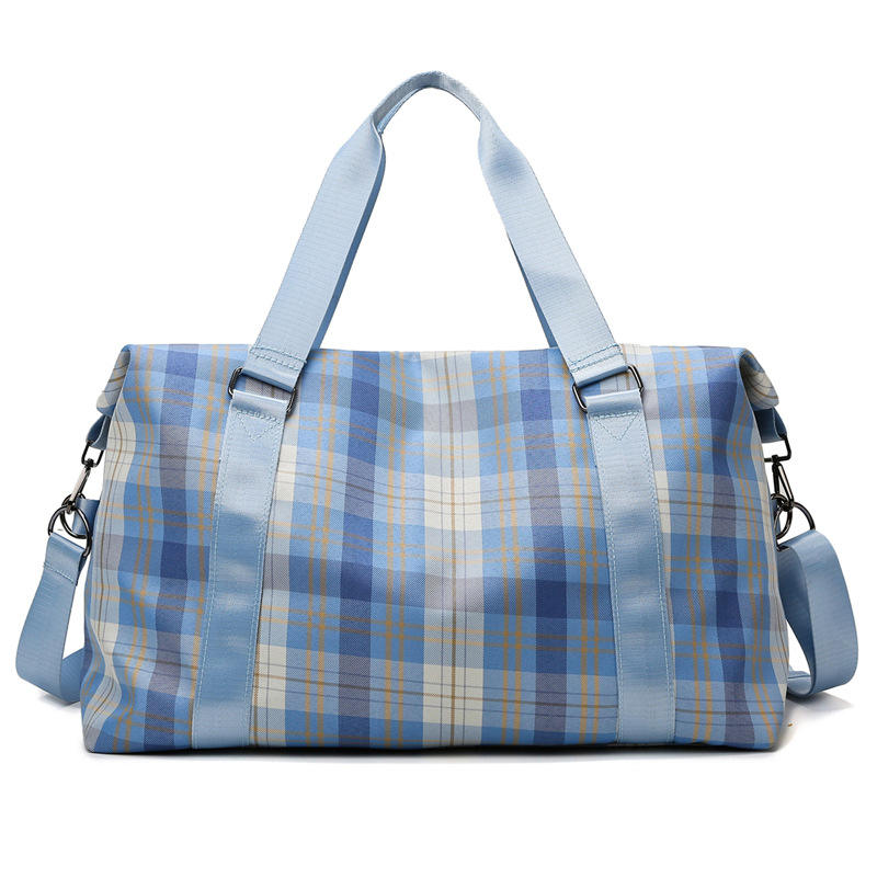 Multifunktionale Sublimations-Duffle Faltbare Wochenendtasche Reise-Sporttaschen für Fitnessstudio Nylon wasserdichte Frauen mit Karomuster