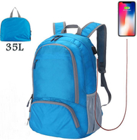 Wasserdichter, leichter, faltbarer, verstaubarer USB-Rucksack für Reisen und Wandern