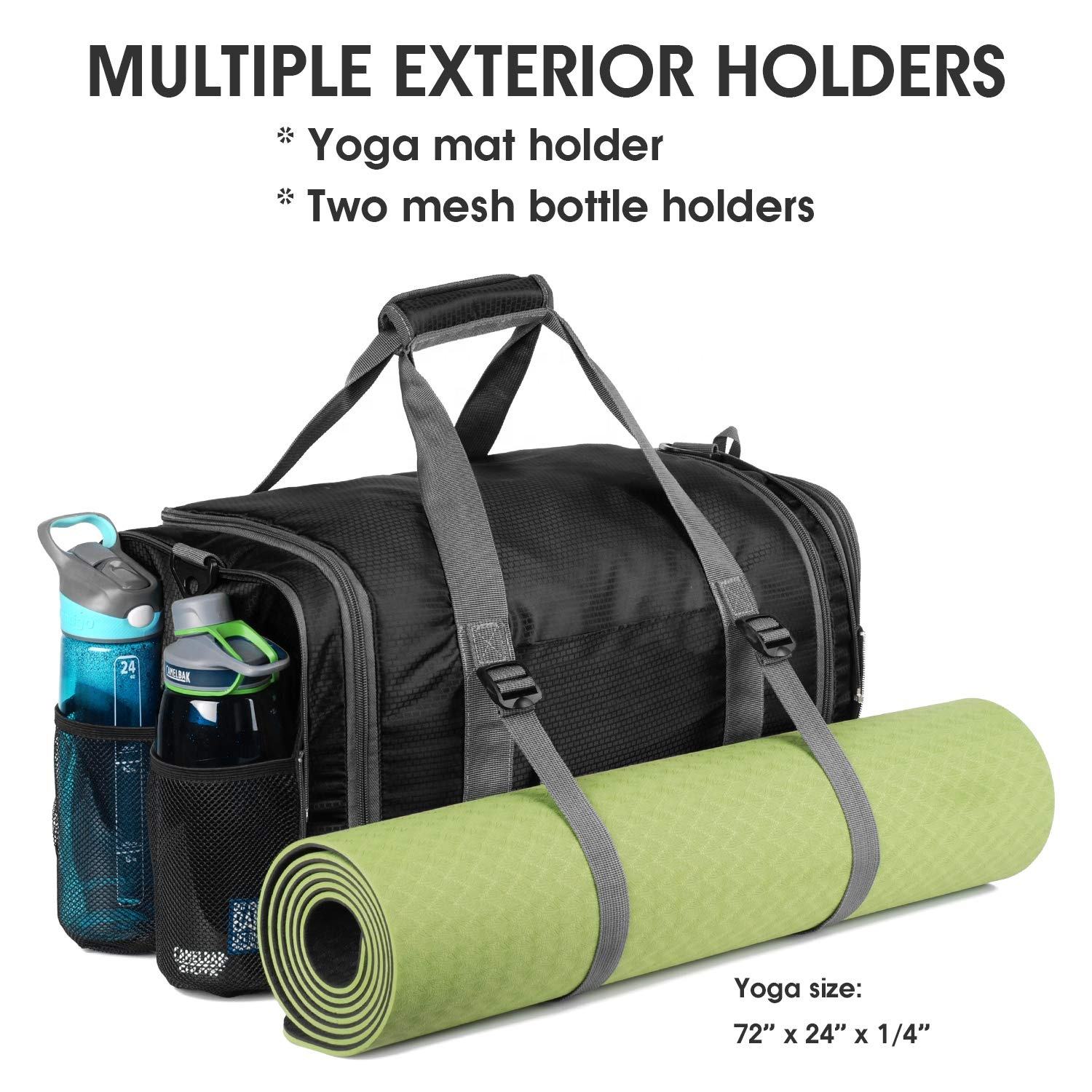 Heißer verkauf faltbare reißverschluss sporttasche mann schlinge schultergurt gym seesäcke ripstop stoff gepäck yoga matte sporttasche für mann