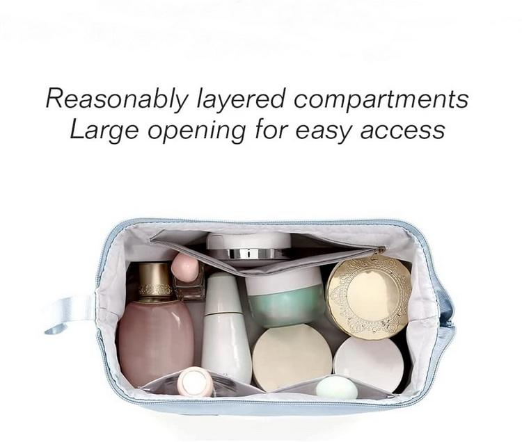 Multifunktionale Doppelschicht-Nylon-Kosmetiktasche, wasserdichte Kulturbeutel, Reisetasche, benutzerdefiniertes Logo, zweilagige Make-up-Tasche
