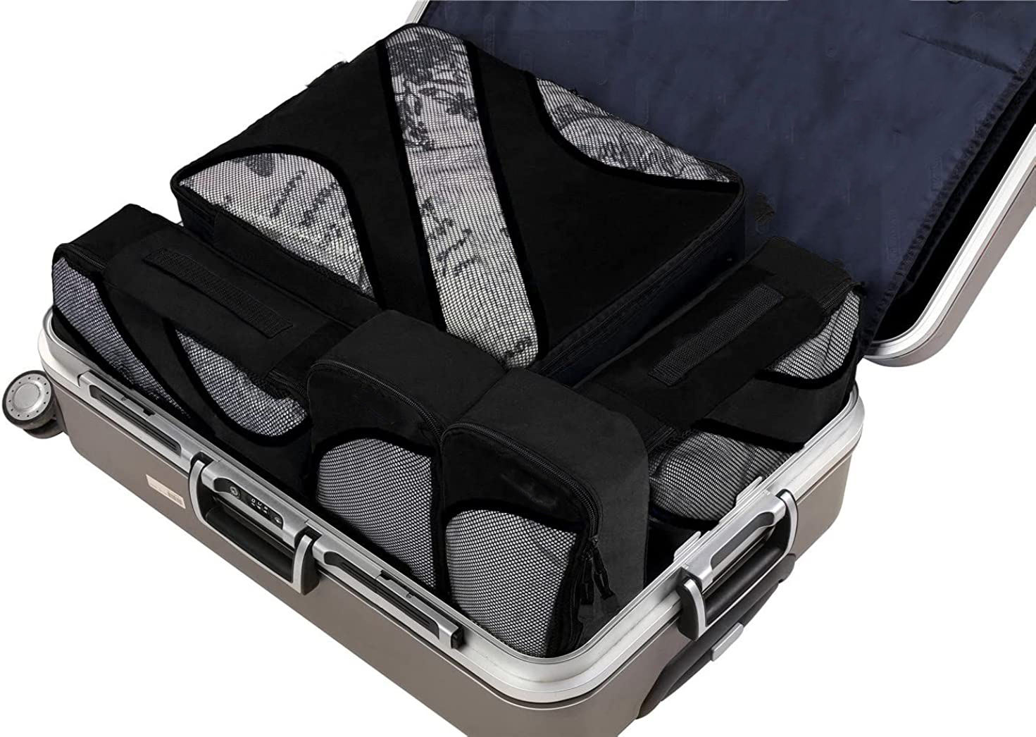 Packing Cubes Travel Cube Leichte Reisetasche mit großem Kulturbeutel für Kleidung, Strumpf, Rock, T-Shirt