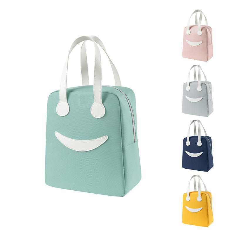 Niedliche Aluminiumfolie, grüne Kühltasche, kundenspezifische Farbe, isolierte thermische Mittagessen-Reißverschlusstaschen für Schulmädchen, Kinder mit Griff
