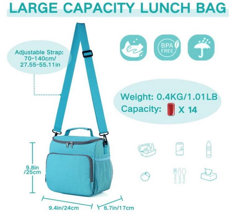 Benutzerdefiniertes Logo Frauen Picknick Strand isolierte Büro Schule Isolierung Mittagessen Taschen isolierte Folientasche Kühler mit Riemen