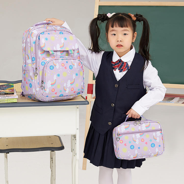 Amazon's New Cute Print Two-Piece Backpack Primary and Secondary School Students Waterproof Backpack Girl Bag