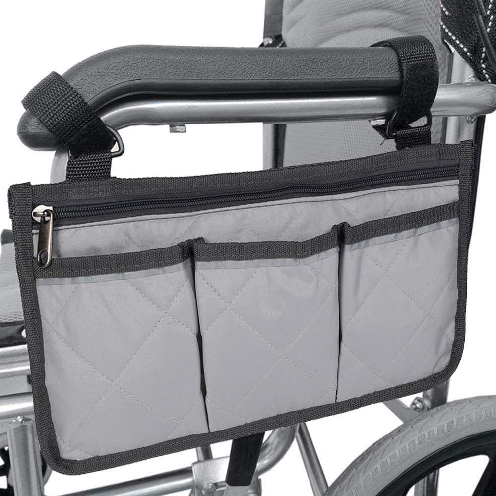 Rollstuhl-Tragetasche, Armlehnentasche für Rollatoren, Elektrorollstühle und Knieroller, seitliche Aufbewahrung, Organizer