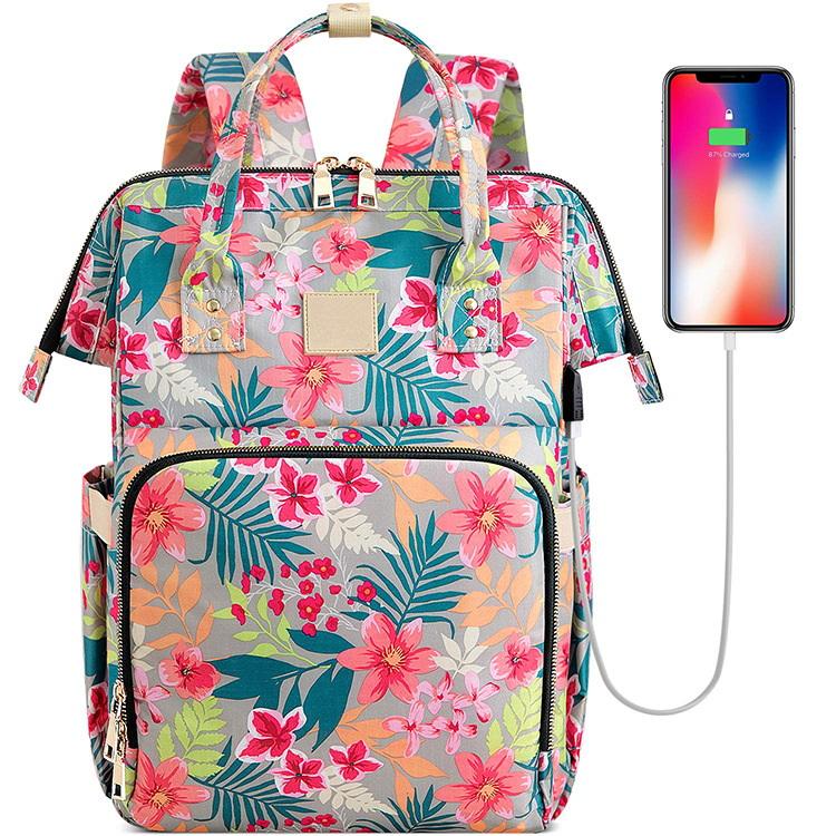 Amazon Neue wasserdichte Freizeit mit USB-Aufladung Lady Mummy Backpack Customized LOGO Backpack