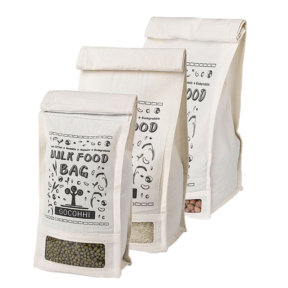 Umweltfreundliche GOTS-zertifizierte natürliche Reisverpackungen aus Bio-Baumwolle