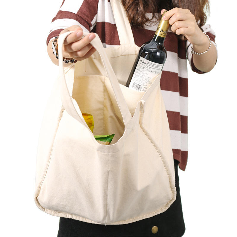 Öko-Einkaufstasche aus recycelter Baumwolle mit 6 Innentaschen, strapazierfähige, wiederverwendbare Einkaufstaschen, waschbare Stoff-Strandtasche