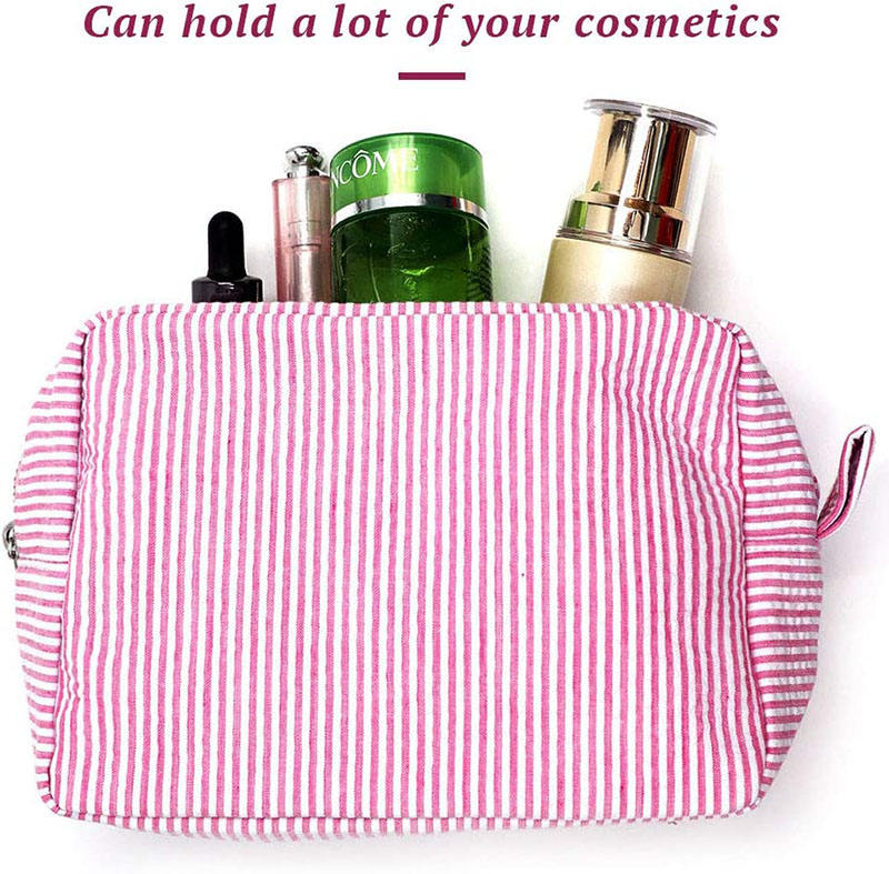 Kosmetiktasche aus Seersucker, umweltfreundlich, für Damen, Reisen, Kosmetik, Make-up-Pinseltaschen