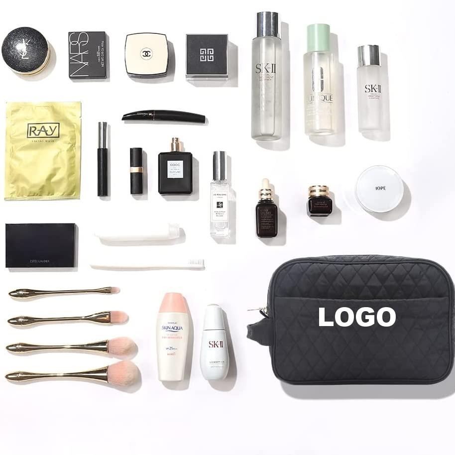 Schwarzer wasserdichter Make-up-Taschen-Reißverschluss für Kosmetiktaschen, Unisex, benutzerdefinierter Eigenmarken-Logo-Make-up-Halter mit Griff