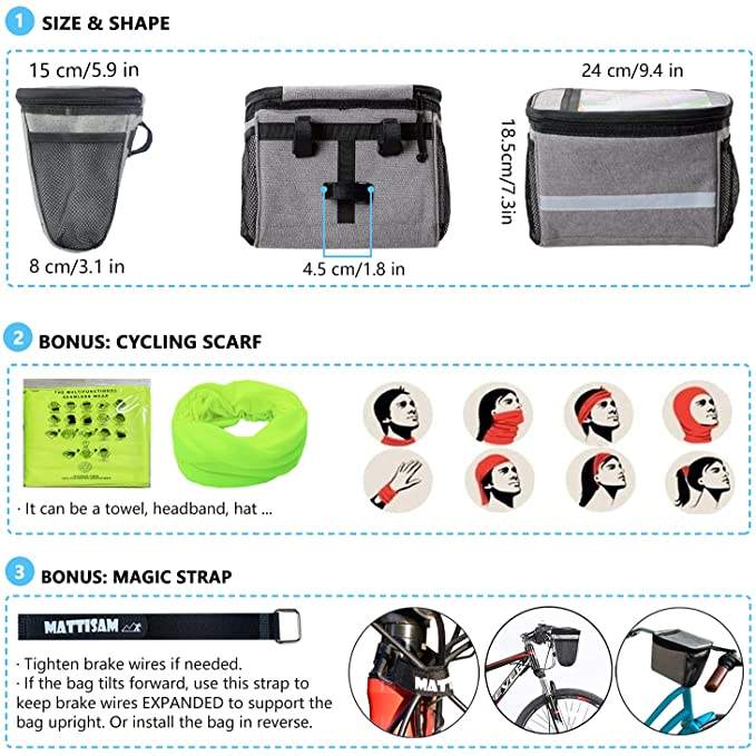 Wasserfester Fahrradkorb, isolierte thermische Kühltasche, Fahrradlenkertasche mit Fahrradtelefonhalterung