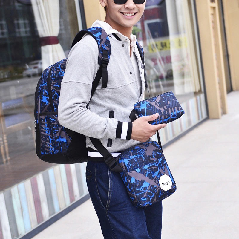 Fashion Camo Schulrucksack-Set mit Umhängetasche und Tasche für Teenager-Mädchen und Jungen, leichte Oxford-College-Schulbüchertasche