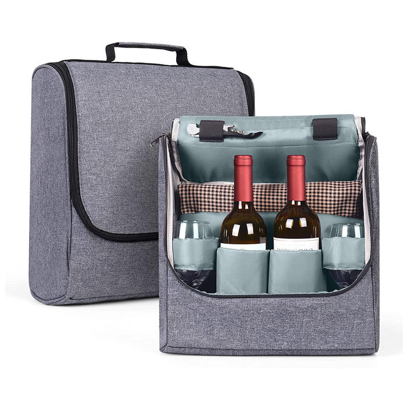 Amazon's New 2 Bottles Wine Cooler Bag Outdoor Tragbare wasserdichte Multifunktions-Isoliertasche