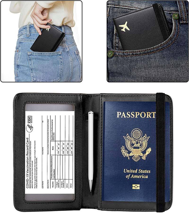 Multifunktionaler tragbarer Passhalter aus PU-Leder mit individuellem Logo, Dokumenten-Organizer, Reisekarten-Geldbörsen-Abdeckung
