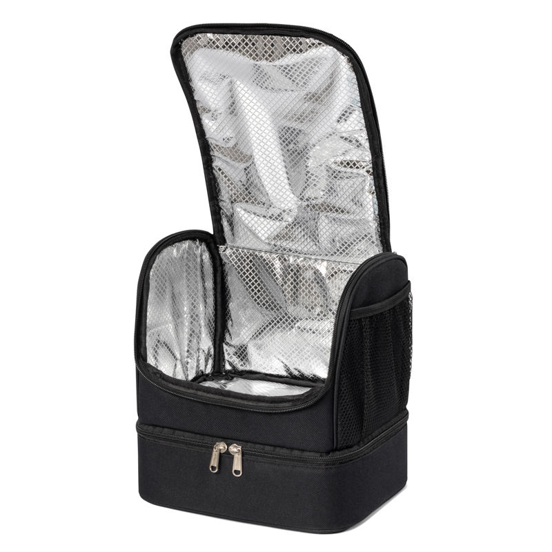 Maßgeschneiderte Mittagstasche mit zwei Fächern für Männer und Frauen, isolierte, auslaufsichere Kühltasche, Doppeldecker-Kühltasche