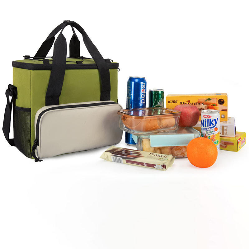 Grüne, auslaufsichere, weiche Lebensmittelisolierung, Mittagessen, thermische Kühltaschen, die isolierte Tasche mit Griffen für Bier kühlen