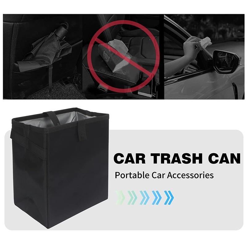 Auslaufsicherer, wasserdichter Auto-Mülleimer, faltbarer, tragbarer Auto-Müllsack mit großer Kapazität, Mülleimer-Aufbewahrungstasche, schwarz