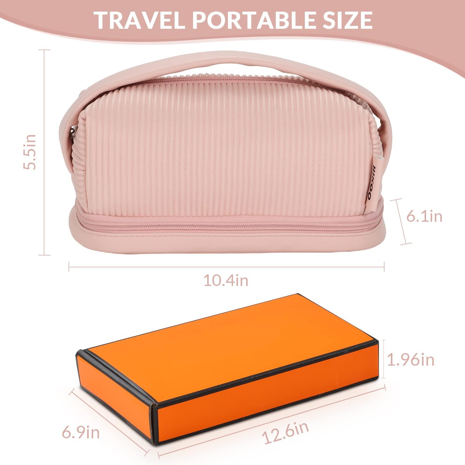 Große Kapazität Doppelschicht Reisebürstenfach Make-up Tasche für Frauen Make-up für Badezimmer Tragbare Rosa Kosmetiktasche