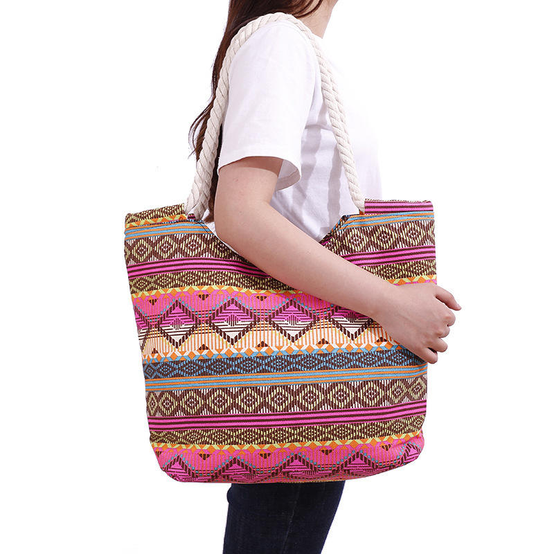 Creative Printing Tote Große Sommer-Baumwollsegeltuch-Strandtasche mit Reißverschluss Designer-Strandtasche Damenhandtasche Strandtasche