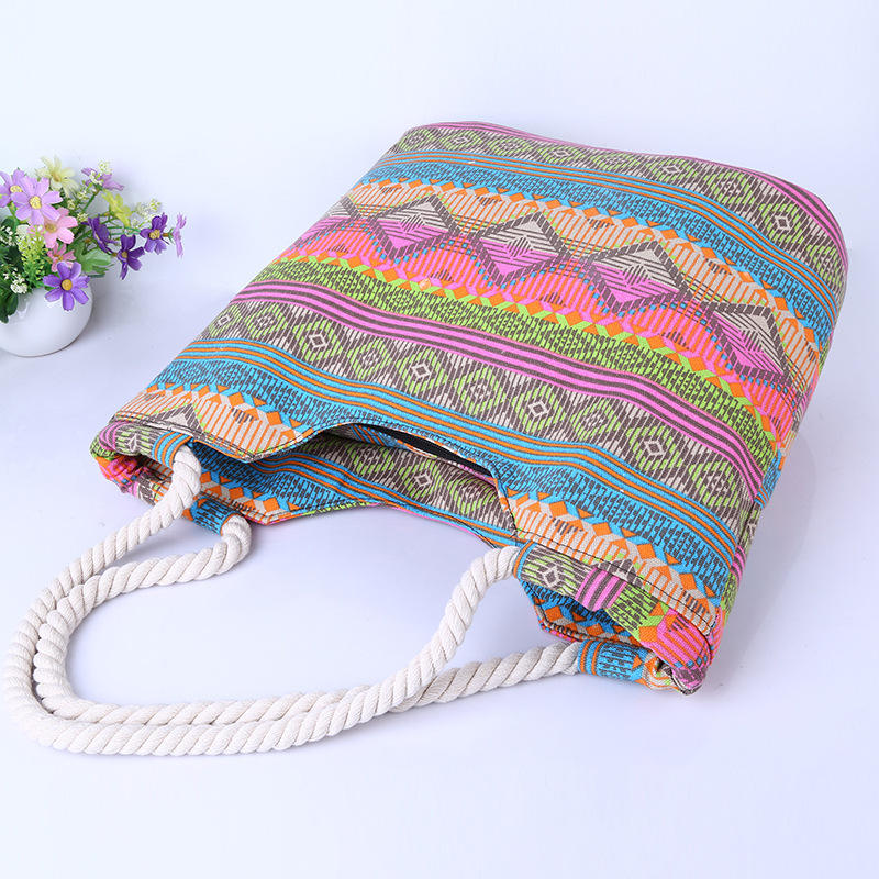 Creative Printing Tote Große Sommer-Baumwollsegeltuch-Strandtasche mit Reißverschluss Designer-Strandtasche Damenhandtasche Strandtasche