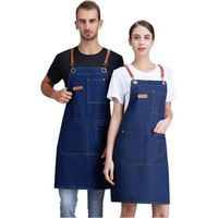 Kundenspezifische Großhandelsdenimschürze für Frauen haltbare Denimbaumwollgrill-Schürzenfabrikpreis