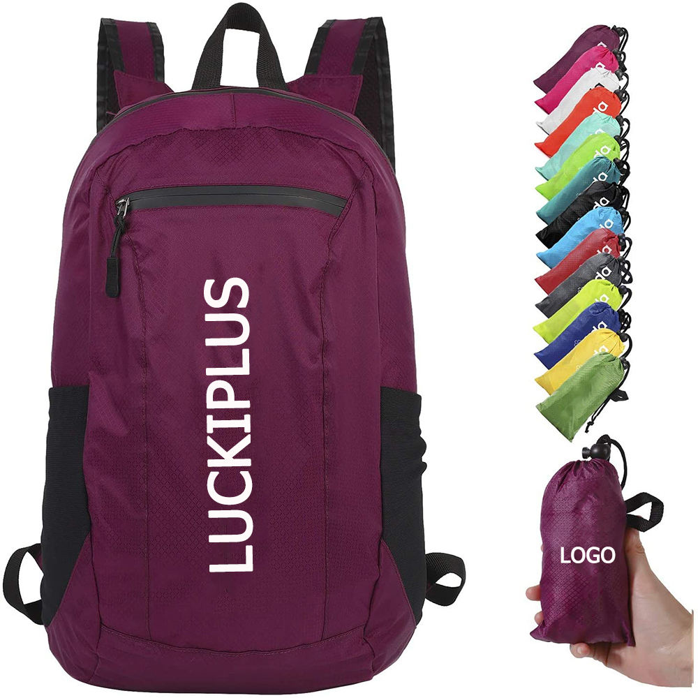 Custom Recycelter Plastikflaschenrucksack faltbarer Outdoor-Wander-Camping-Tagesrucksack Zusammenklappbar für Frauen und Männer