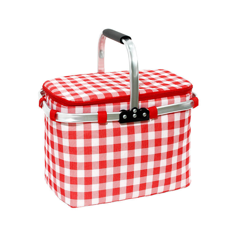 benutzerdefinierte billige zusammenklappbare Kühltaschen auslaufsicherer isolierter Picknickkorb mit Aluminiumrahmen