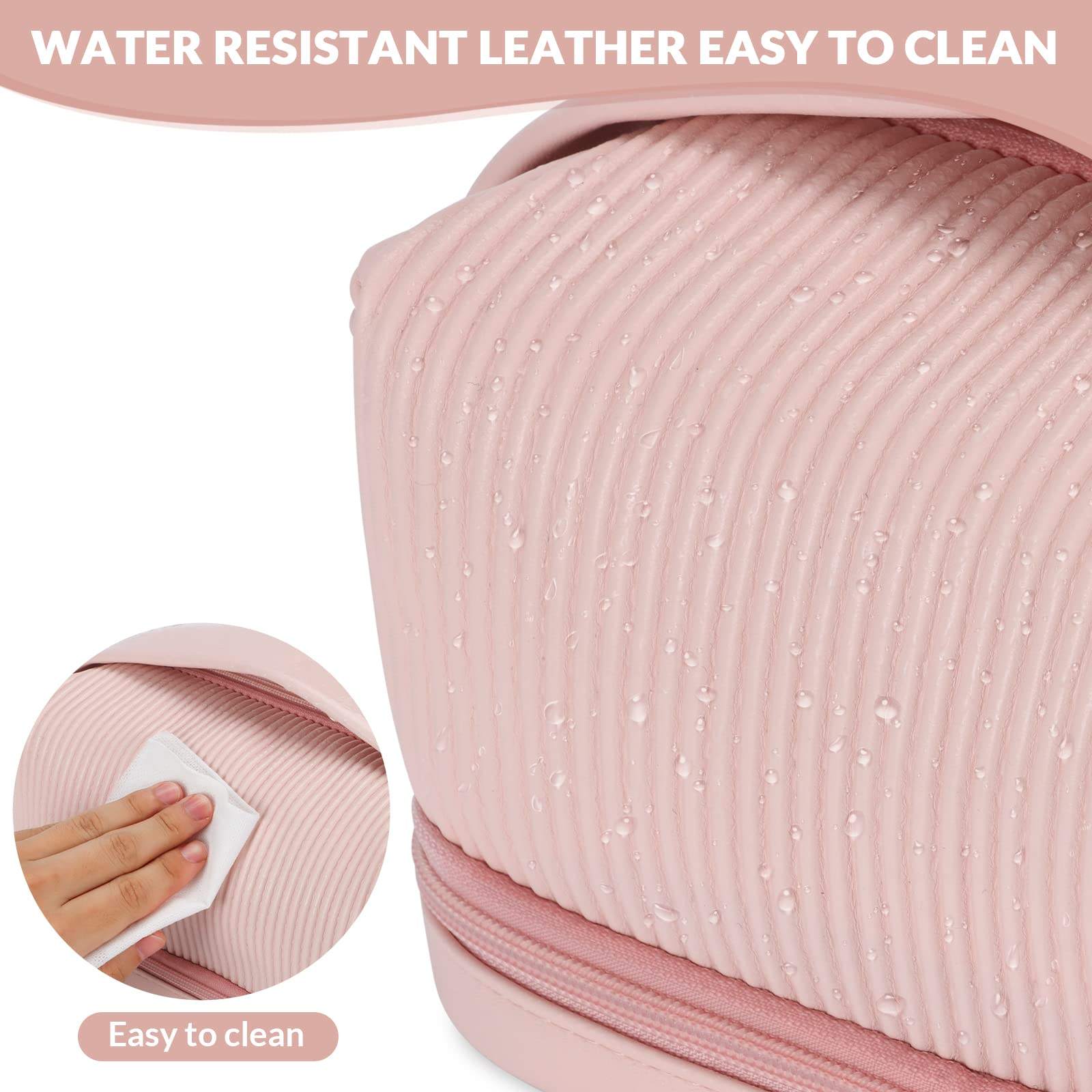 Große Kapazität Doppelschicht Reisebürstenfach Make-up Tasche für Frauen Make-up für Badezimmer Tragbare Rosa Kosmetiktasche