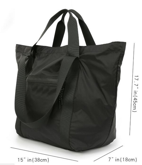 Faltbare Reisetasche mit großem Fassungsvermögen, schwarz, zum Mitnehmen, leichte Wochenend-Handtasche, Umhängetasche