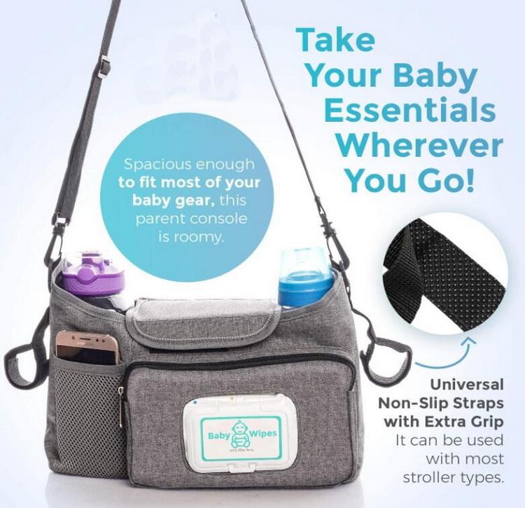Universal-Kinderwagen-Zubehörtasche, Baby-Organizer, Kinderwagentasche für Kinderwagen, Aufbewahrungstasche mit leicht zugänglichen Taschen