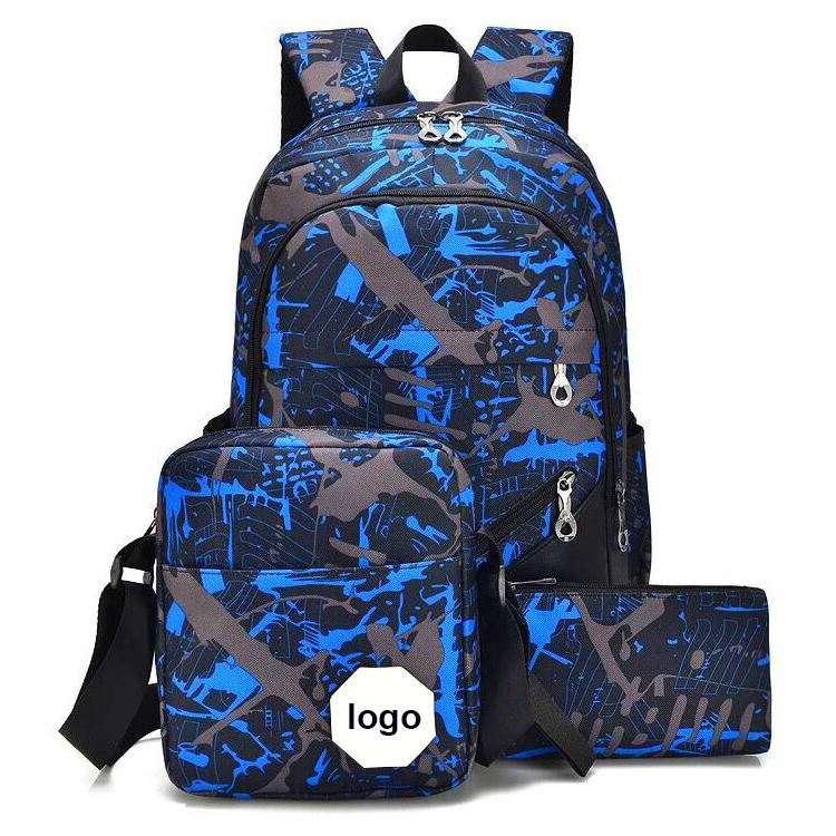 Wasserabweisendes Schultaschen-Rucksack-Set Leichtes Camoflage-Oxford-College-Schule-Büchertaschen- und Umhängetaschen-Set