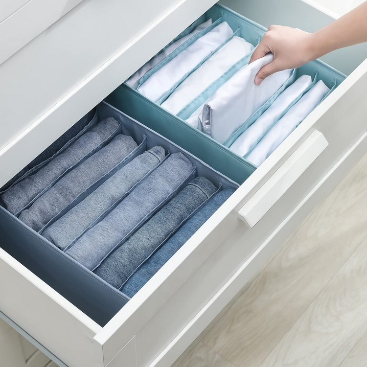 2 Stück Kleiderschrank Aufbewahrungstasche für Kleidung, Jeans, T-Shirt, Socken, faltbarer Schubladen-Organizer mit Trennwänden