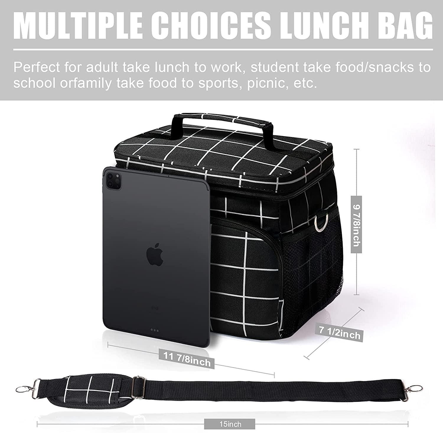 Schwarze Oxford-Stoff-Luxus-Kühltasche für Mittagessen, isolierte Box, Thermo-Tragetaschen mit Flaschenhalter und Griffen