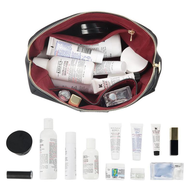 Unisex-Kosmetiktaschen aus schwarzem Nylon für Reisen, benutzerdefinierte Schminktasche, Hautpflege, Kulturbeutel, Make-up-Aufbewahrungstasche mit Reißverschluss