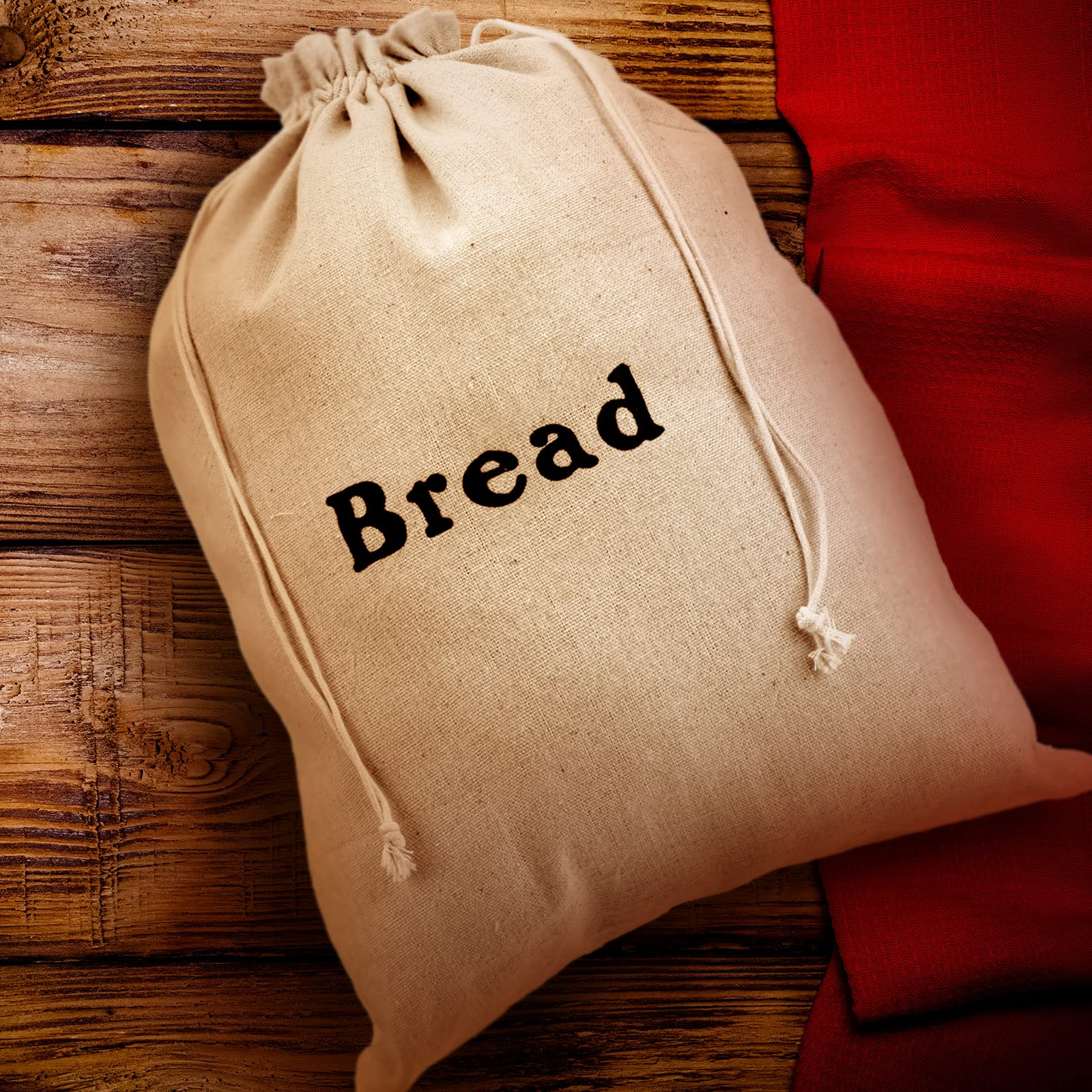 Großhandel Brotbeutel aus Leinen Große wiederverwendbare Brotbeutel mit Kordelzug Taschen Handgemachte Lebensmittelaufbewahrung für die Bäckerei