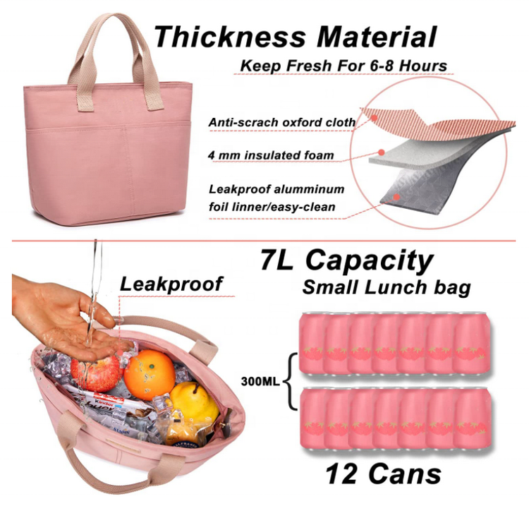 Lunchbox Aufbewahrung Kühltasche Tragetasche individuelles Logo Thermo Lebensmittel Lieferung Schule Picknick Reise Camping Kühltasche isoliert