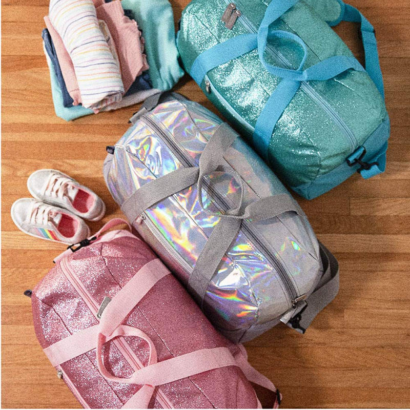 Maßgeschneiderte rosa Glitzer-Reisetasche für das Wochenende, tragbare kleine Reisetasche für Kinder, Mädchen, Tanz, Sport, Fitness