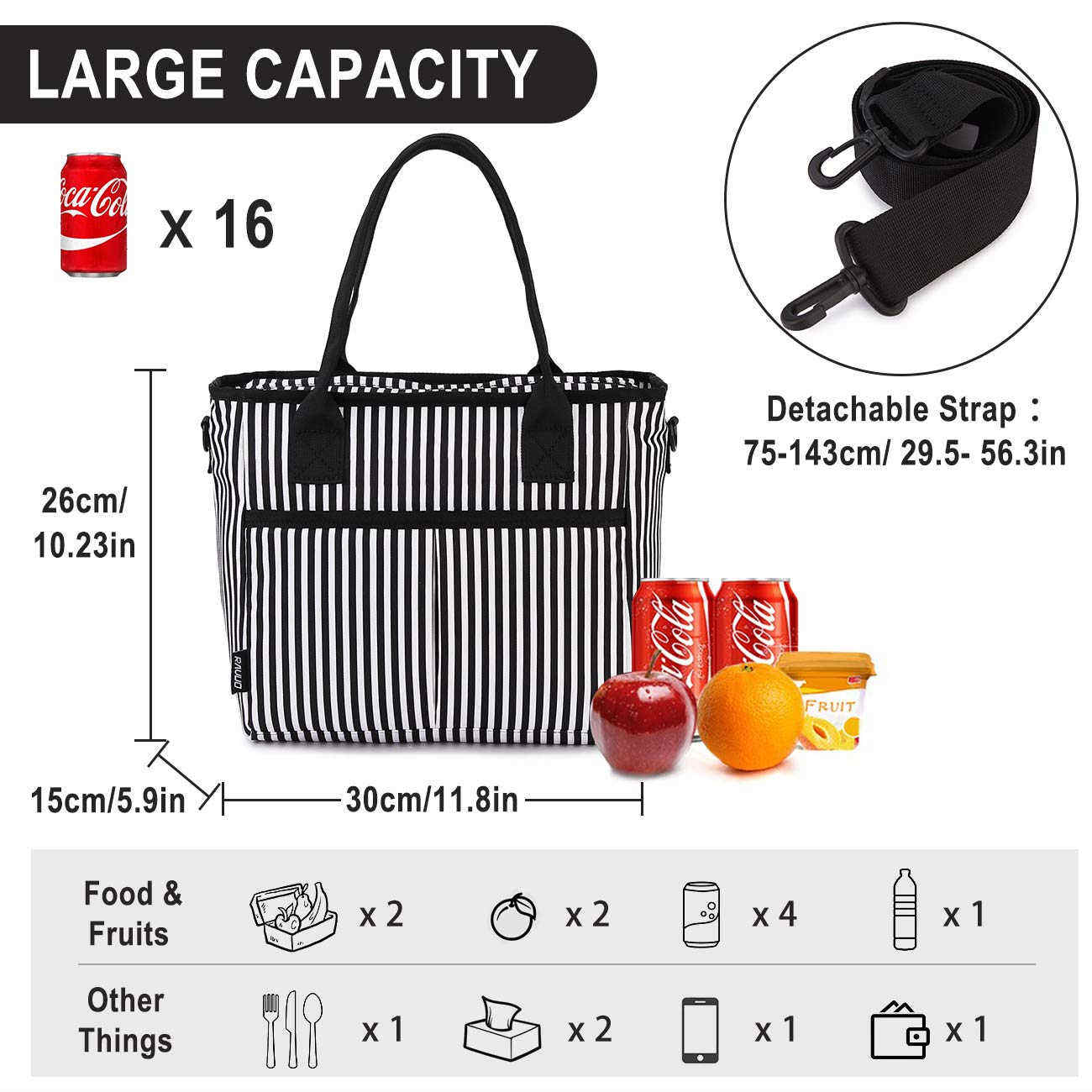Wasserabweisende, große, isolierte, auslaufsichere Lunchbox, wiederverwendbare Lunch-Tasche, Kühltasche für Frauen mit Schultergurt