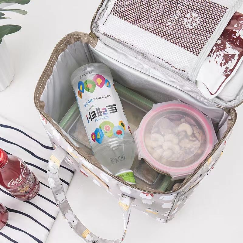 benutzerdefiniertes Modemuster wasserdichte große LFGB PEVA-Futter isolierte Thermo-Lebensmittelgeschäft-Lunch-Taschen-Kühltasche für Frauen