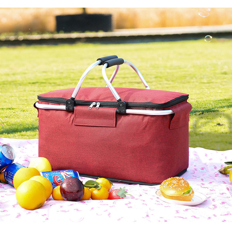 Benutzerdefiniertes Logo, wiederverwendbare, isolierte Kühltasche mit Logo, faltbare Kühltasche, Picknick-Kühlkorb mit Griff für Damen und Herren