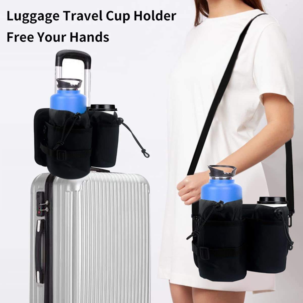 4-in-1-Thermogepäck-Reisebecherhalter-Tasche mit Schultergurt, isolierter Reise-Getränke-Caddy, befreien Sie Ihre Hand, OEM-akzeptabel