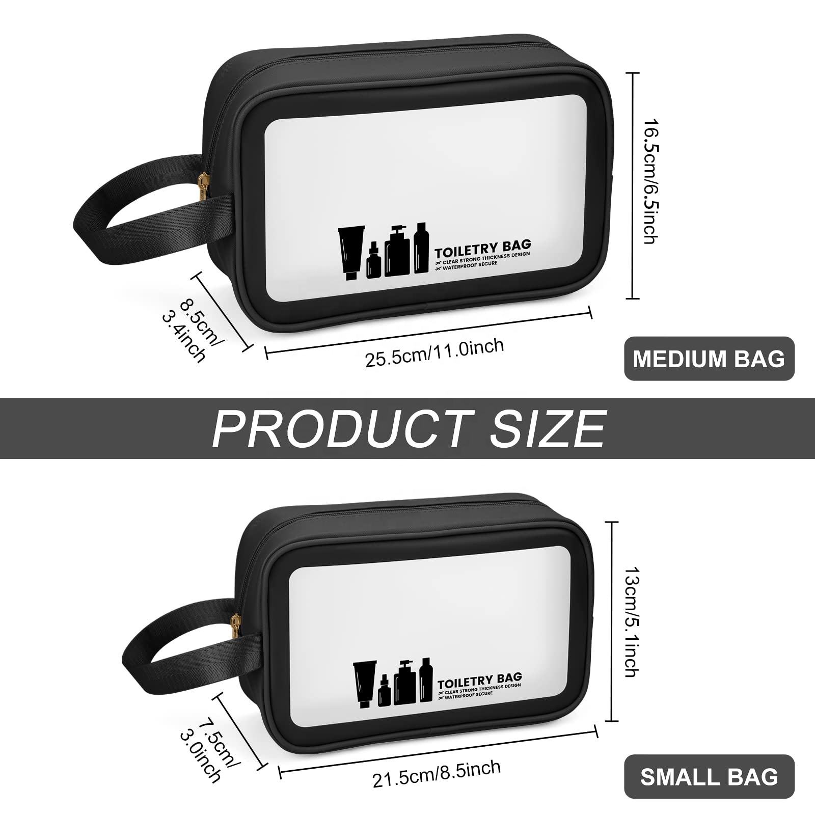 Große Kapazität durchscheinend 3 Sätze Reisekosmetik-Organizer-Tasche für Frauen Dopp Kits Kosmetiktasche Organizer