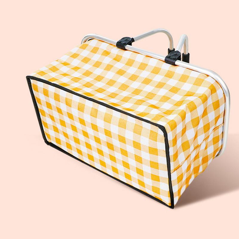Outdoor Plaid Oxford Isolierte Tasche Picknick Kühltasche Korb mit großer Kapazität