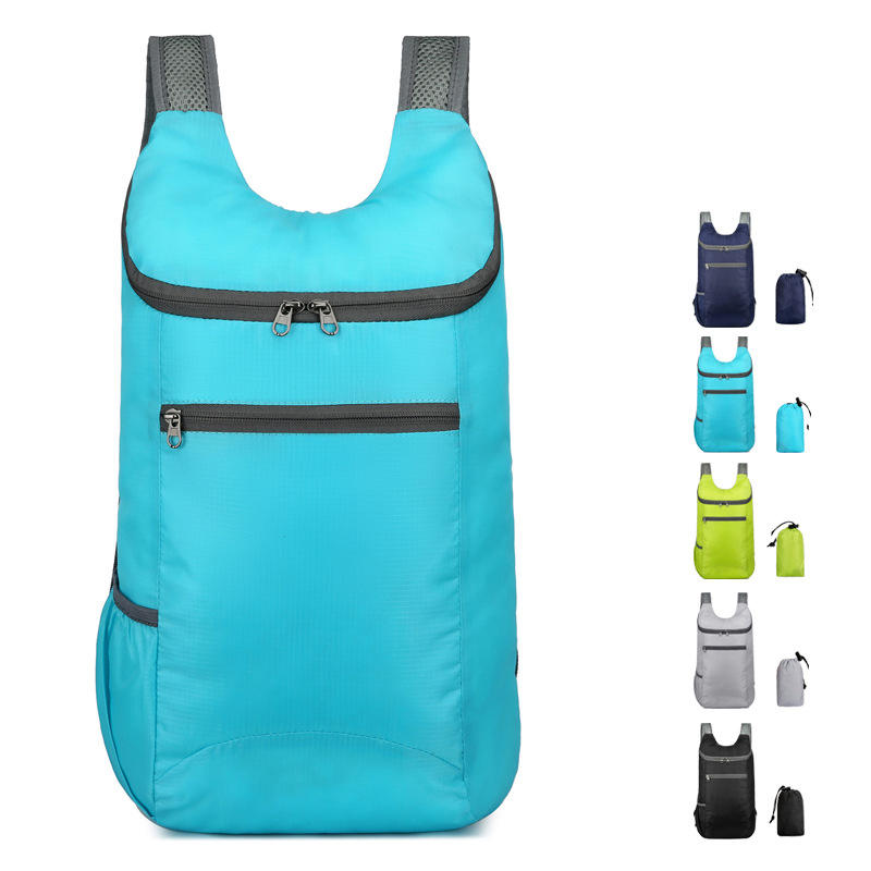Faltbarer Outdoor-Reise-Einkaufs-Rucksack-Beutel Faltbarer benutzerdefinierter Logo-Sport-Rucksack 210d Bag Light Daypacks