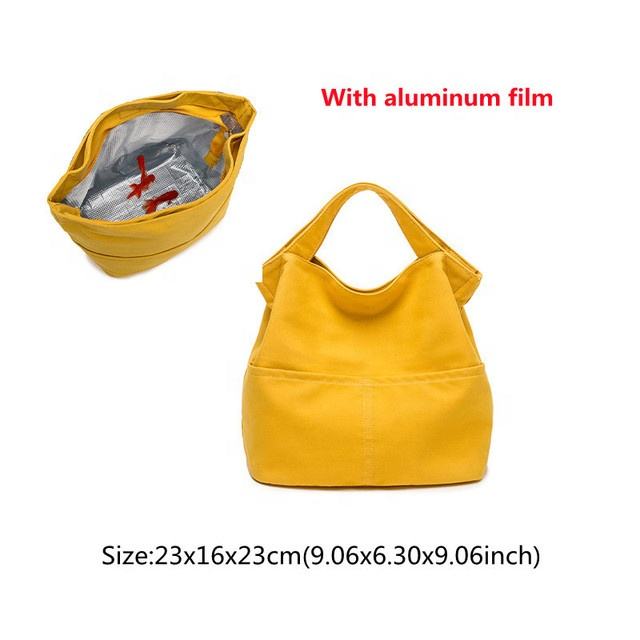 Tragbare Leinwand Lunch Bag Frauen Outdoor Camping Wandern Picknick Lebensmittel Kühltasche Reise Essen Lagerung Thermische Pakettasche Großhandel 