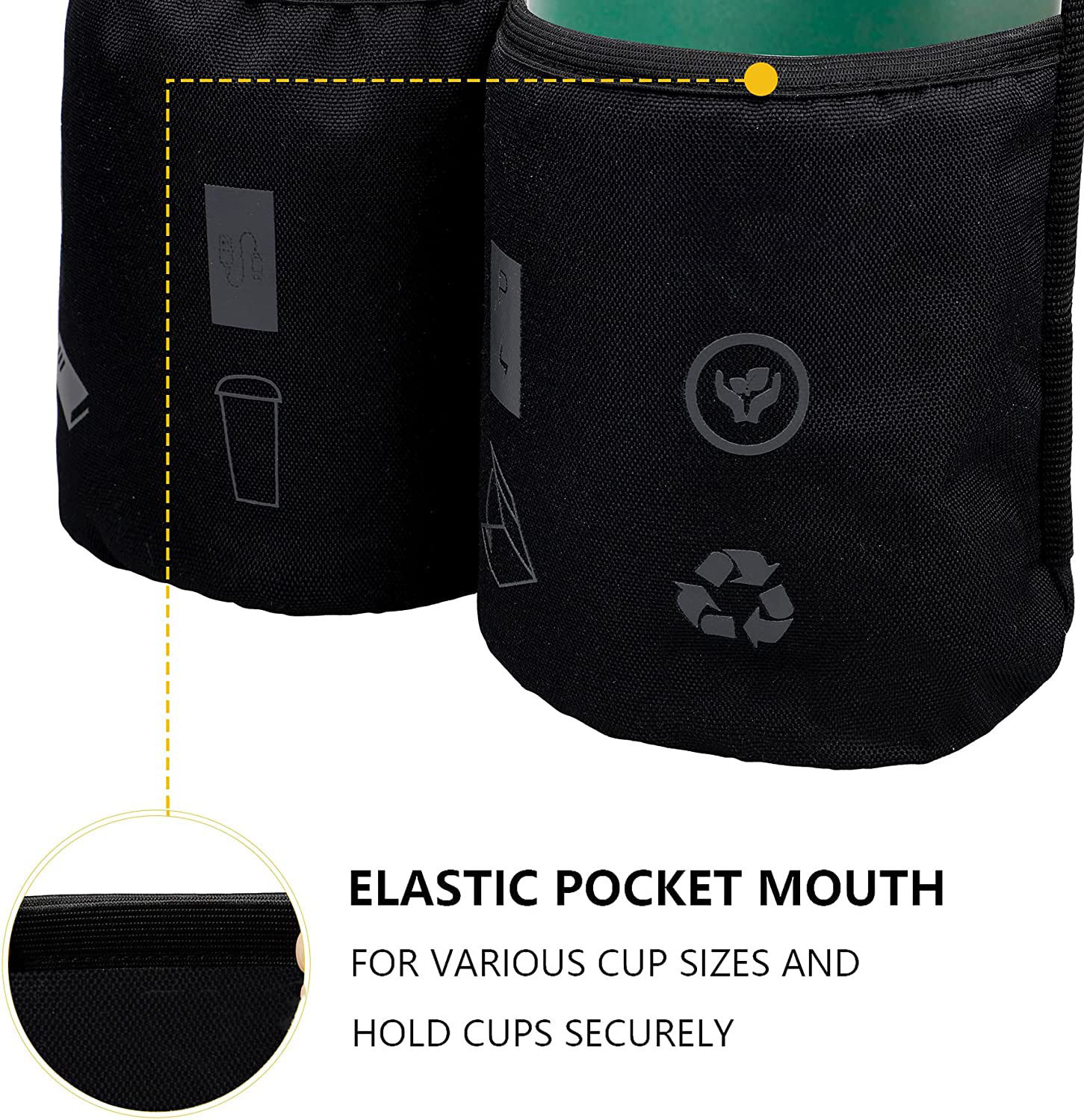 Wasserdichter Gepäck-Reise-Getränkehalter mit wärmeisolierender Handytasche. Befreien Sie Ihre Hand