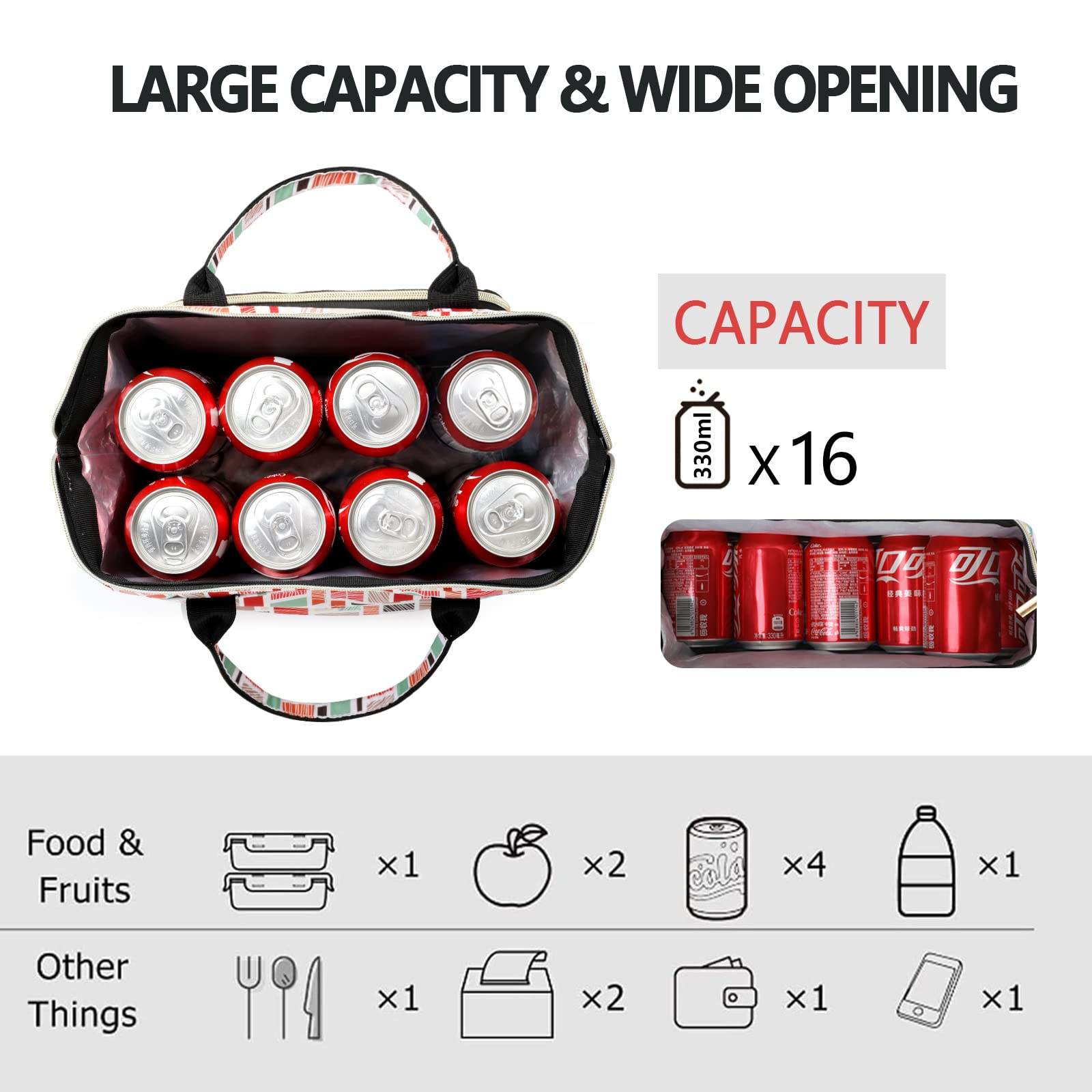 Isolierte, wiederverwendbare Damen-Kühltasche für Mittagessen, auslaufsicher, mit Schultergurt für Arbeit, Schule, Büro, Picknick, Strand