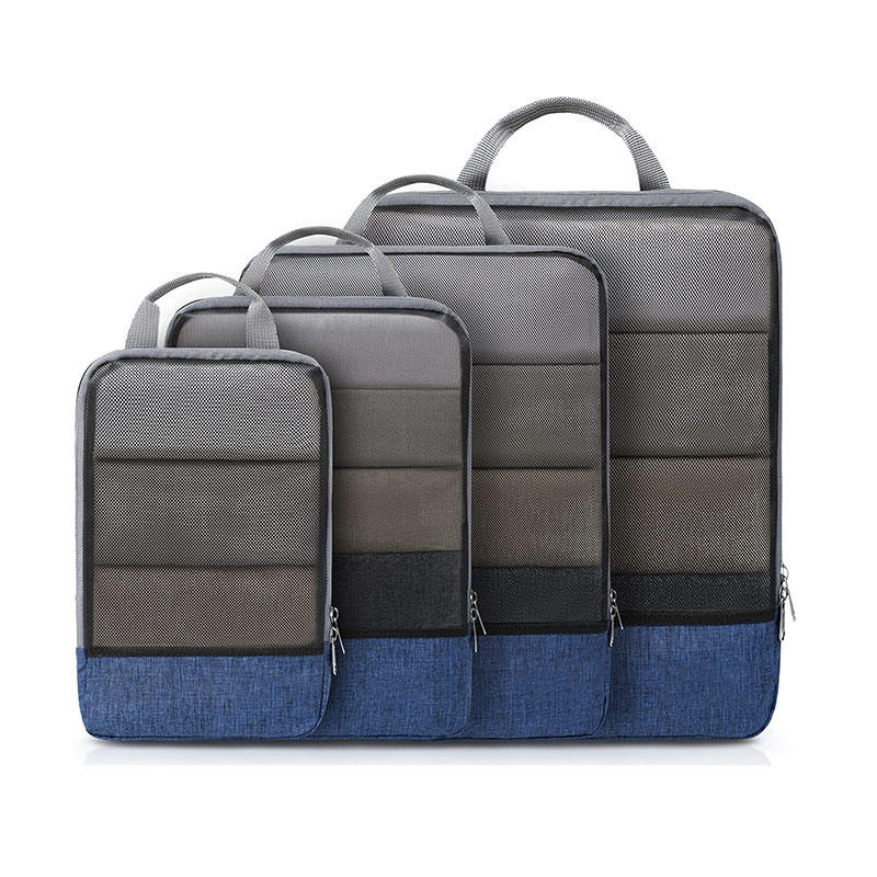 Grauer wasserdichter Kompressions-Reisegepäck-Netzbeutel, Kleidungswürfel, Aufbewahrungs-Organizer-Set, Verpackungswürfel
