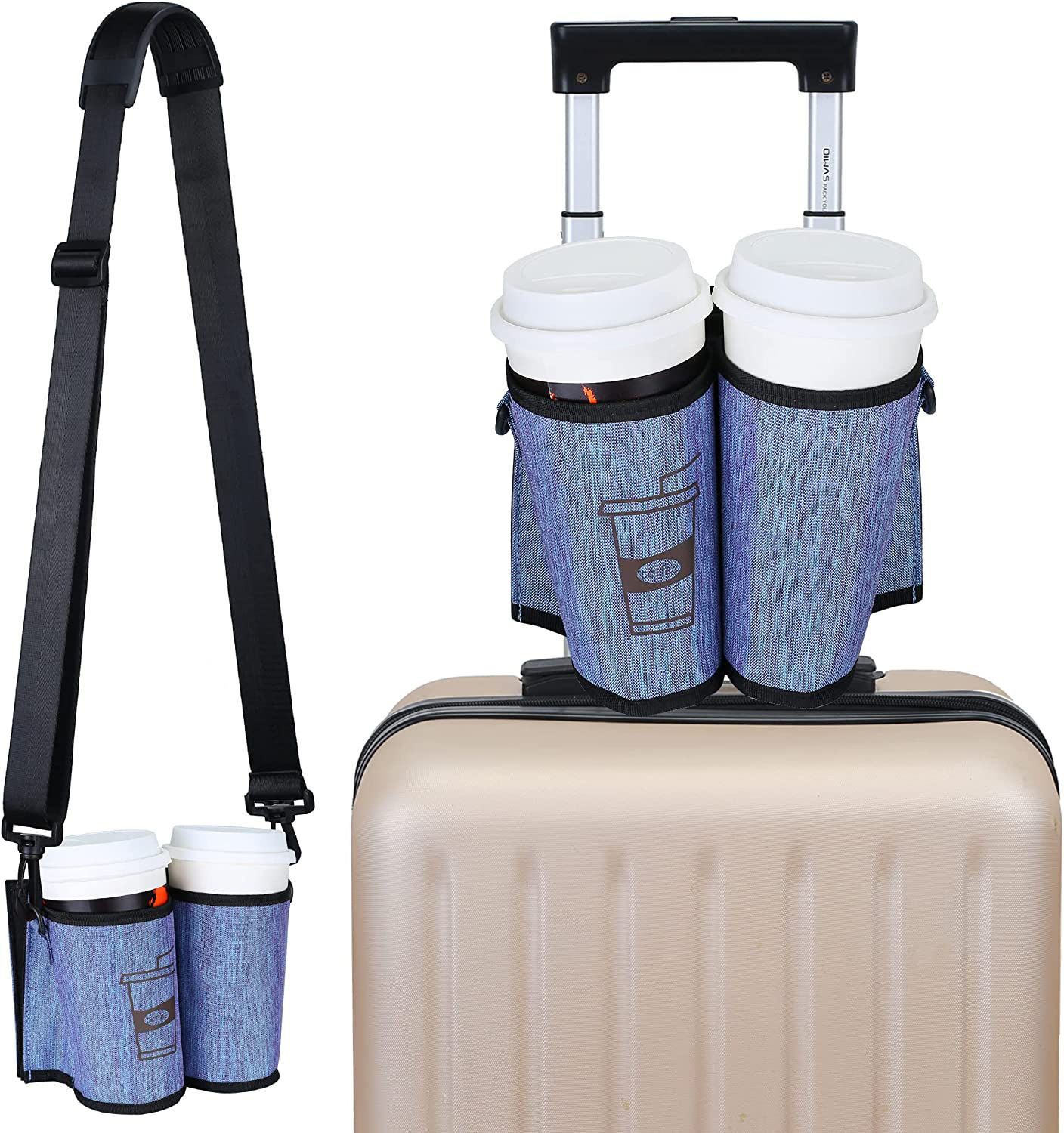 Thermo-Gepäck-Reise-Getränkehalter-Tasche mit Schultergurt, isolierter Reise-Getränke-Caddy, geben Sie Ihre Hand frei, OEM-akzeptable Fabrik