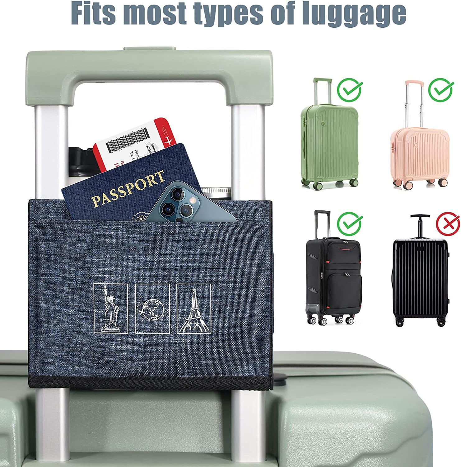 Maßgeschneiderter Gepäck-Reise-Getränkebeutel-Getränkehalter, passend für alle Koffergriffe, Freihand-Getränke-Caddy